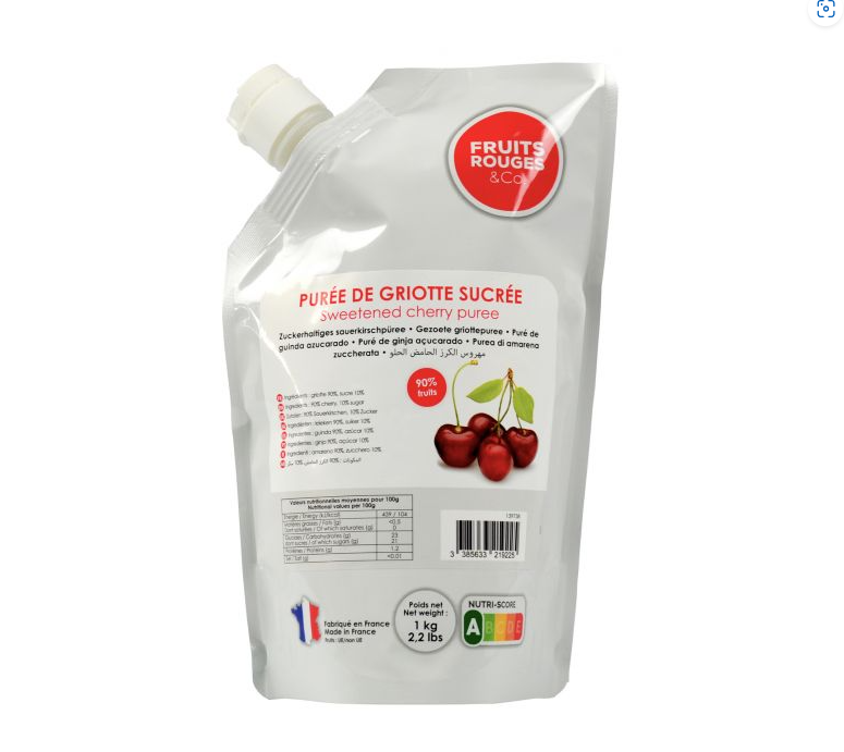 Fruits Rouge Sour Cherry Puree 10% Sugar - 1kg